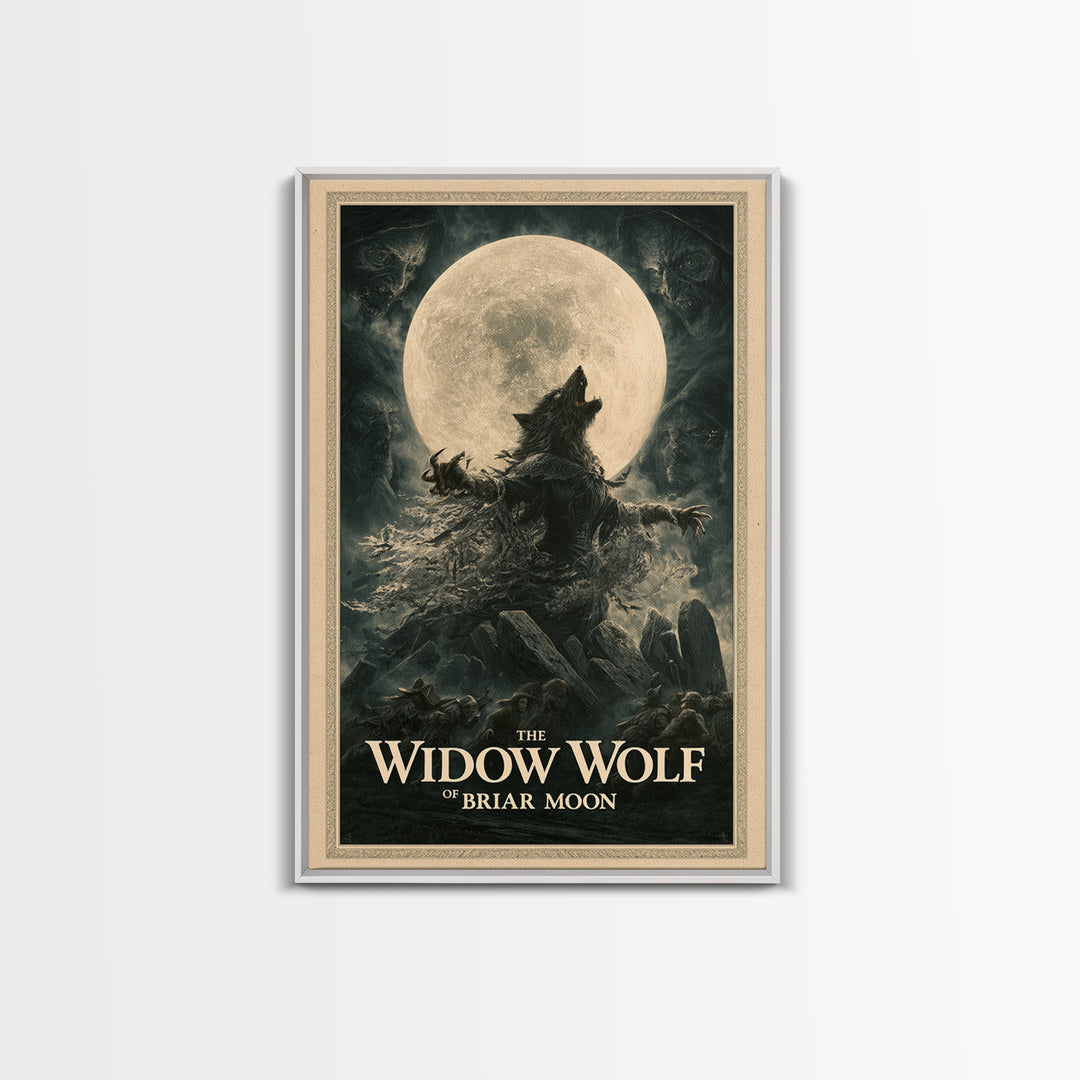 The Widow Wolf Of Briar Moon, English Language Horror Movie Poster, Dark Romantic Horror Art, Classic Monster Poster, Framed Canvas Print
