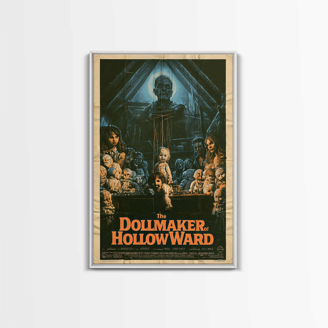 The Dollmaker Of Hollow Ward, English Language Horror Movie Poster, 1970s Horror Art, Retro Horror Movie Art, Canvas Print, Dark Fantasy Art