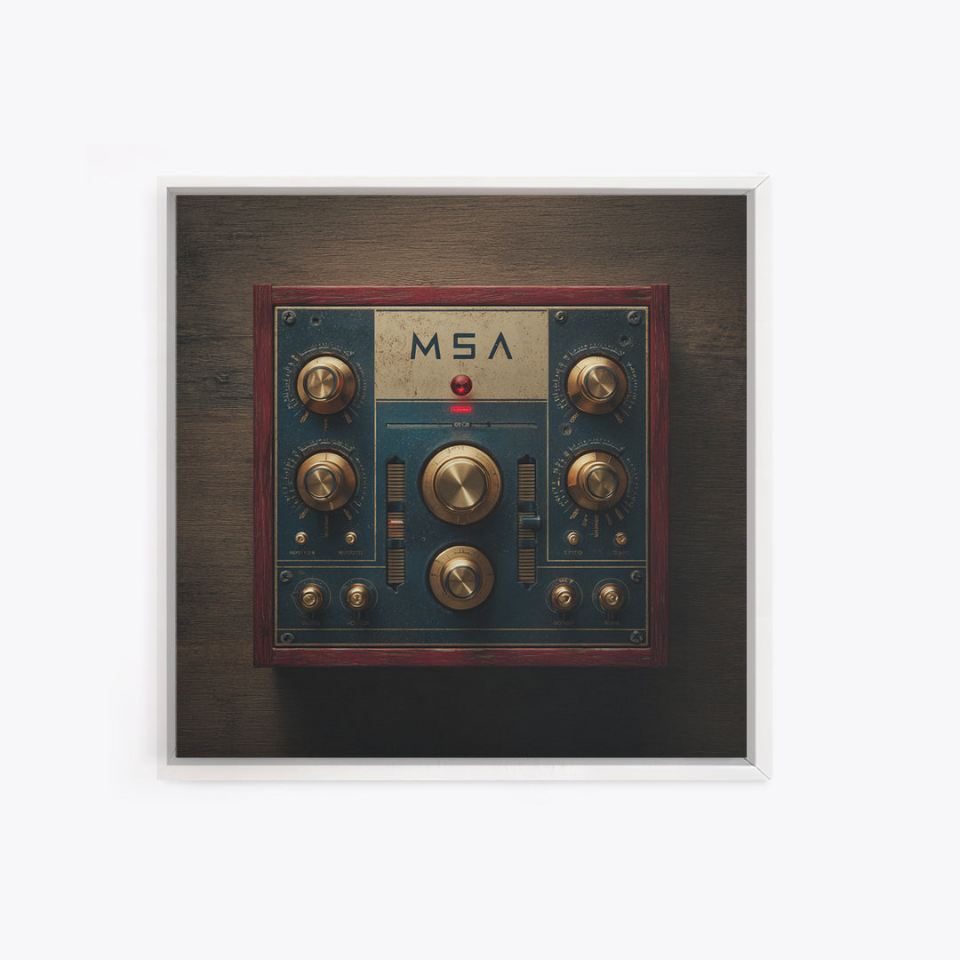 Synthesizer Knobs and Neon Reflections Canvas Print, Music Studio Art, Music Art, Studio Decor, Fine Art, Rhythm, Modern Decor, MSA-1x1-10