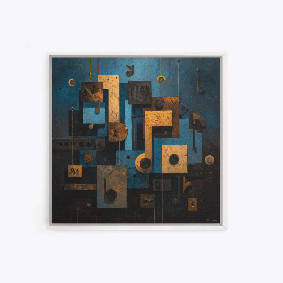 Musical Notes as Abstract Floating Shapes Without Framed Canvas Print, Music Studio Art, Music, Studio Decor, Fine Art, Rhythm, MSA-1x1-12