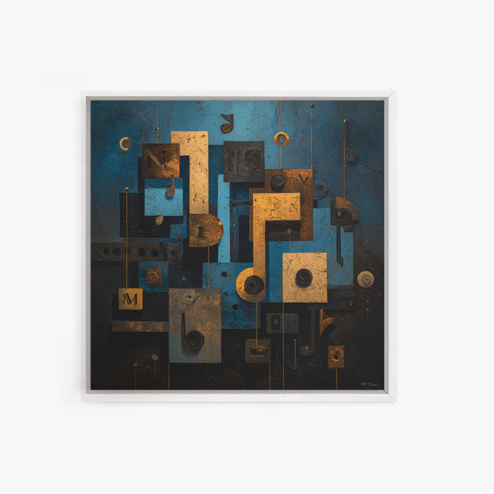 Musical Notes as Abstract Floating Shapes Without Framed Canvas Print, Music Studio Art, Music, Studio Decor, Fine Art, Rhythm, MSA-1x1-12