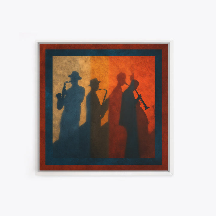 Jazz Quartet Silhouettes Canvas Print, Music Studio Art, Music Posters, Studio Decor, Oil Painting, Rhythm, Music Lover, MSA-1x1-22