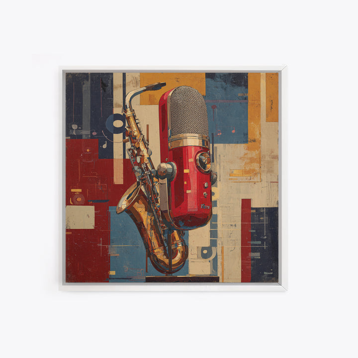 Abstract Rhythm Lines Like Painted Music Framed Canvas Print, Music Studio Art, Wall Art Printable, Studio Decor, Rhythm, MSA-1x1-47