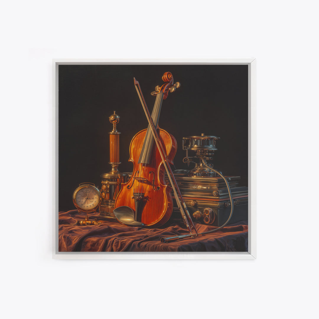 Violin and Bow Framed Canvas Print, Music Studio Art, Music Posters, Studio Decor, Fine Art, Rhythm, Music Lover, Gallery Decor, MSA-1x1-64