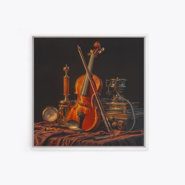 Violin and Bow Framed Canvas Print, Music Studio Art, Music Posters, Studio Decor, Fine Art, Rhythm, Music Lover, Gallery Decor, MSA-1x1-64