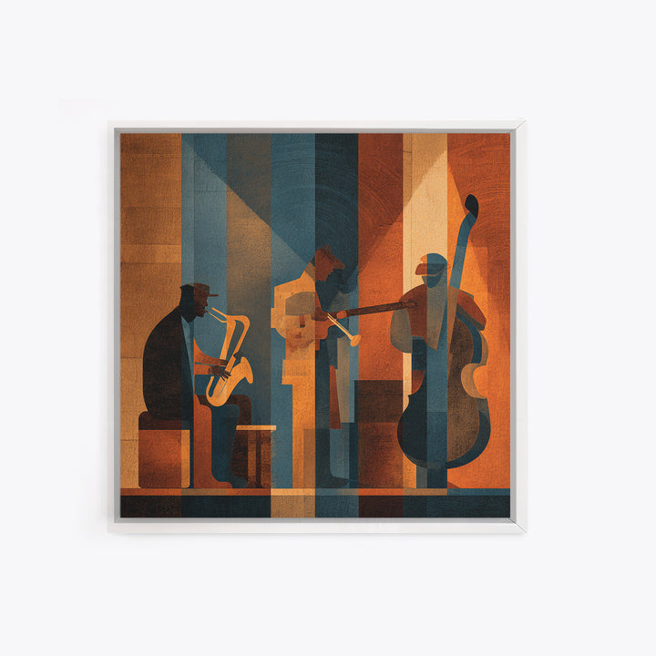 Jazz Quartet Silhouettes Framed Canvas Print, Music Studio Art, Travel Wall Art, Studio Decor, Fine Art, Rhythm, Boho Decor, MSA-1x1-70