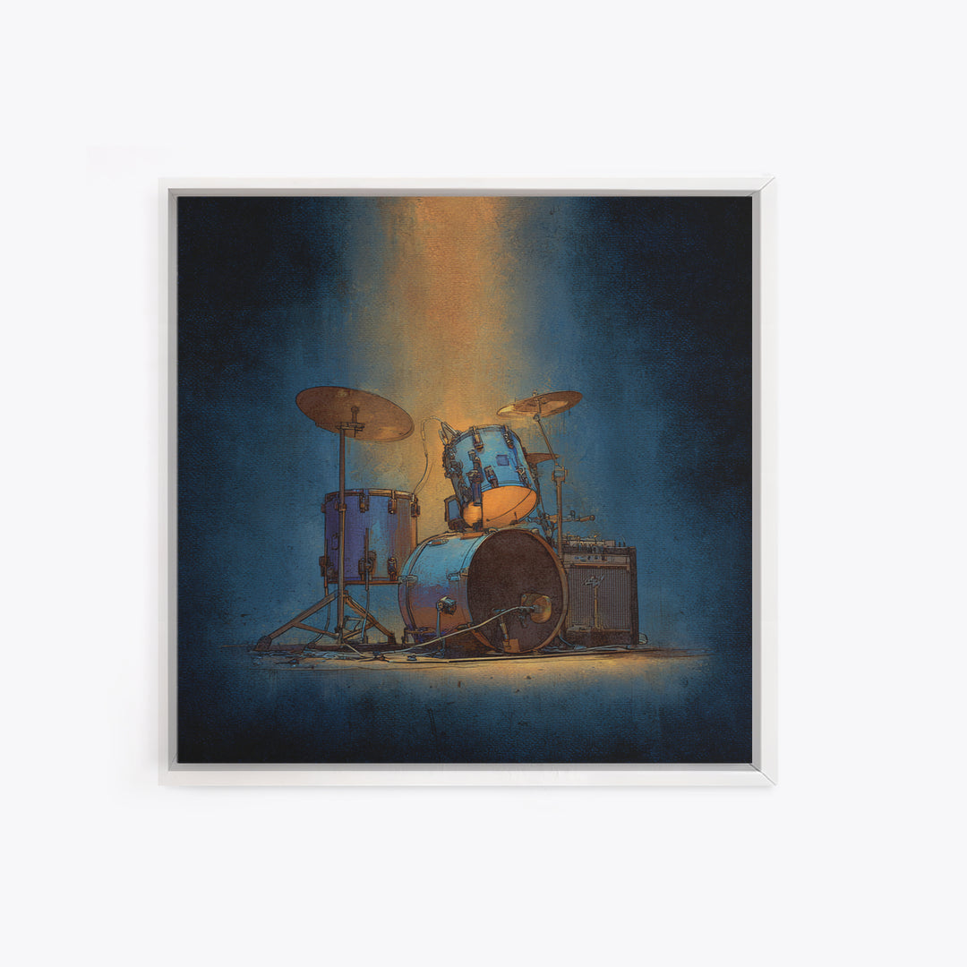 Drum Kit Silhouette Framed Canvas Print, Music Studio Art, Gallery Decor, Studio Decor, Fine Art, Rhythm, Contemporary Art, MSA-1x1-78