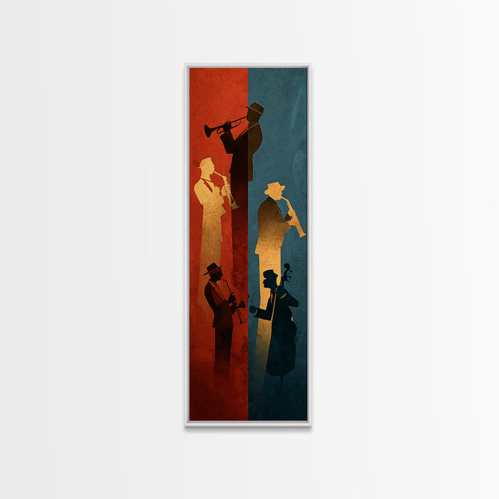Jazz Quartet Silhouettes Canvas Print, Music Studio Art, Commission Painting, Studio Decor, Fine Art, Rhythm, Neutral Decor, MSA-1x3-10