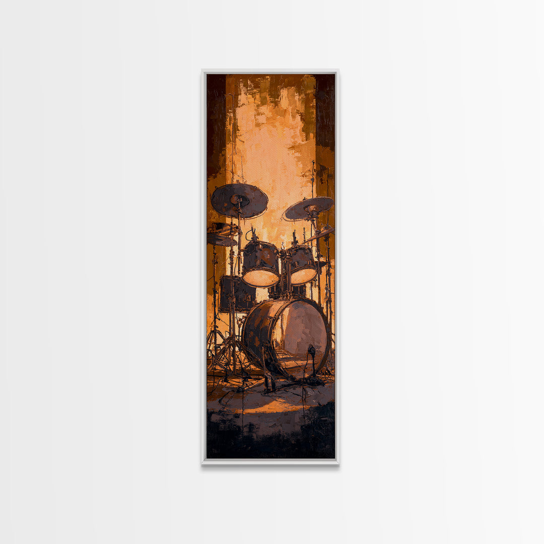 Drum Kit Silhouette Canvas Print, Music Studio Art, Music Gift, Studio Decor, Fine Art, Rhythm, Room Decor, Textured Painting, MSA-1x3-18