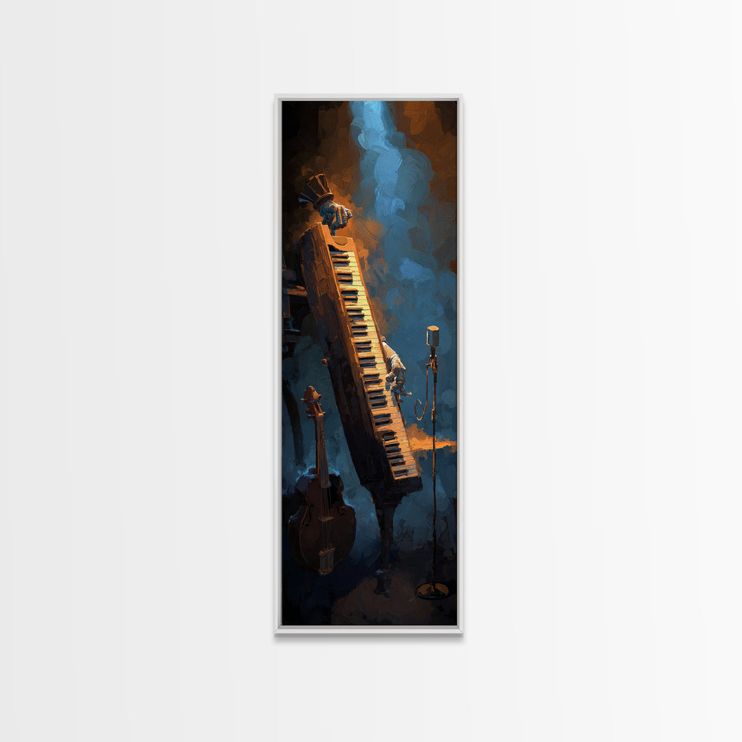 Piano Keys with Hands in Cinematic Shadow Canvas Print, Music Studio Art, Watercolor Print, Studio Decor, Fine Art, Rhythm, MSA-1x3-41