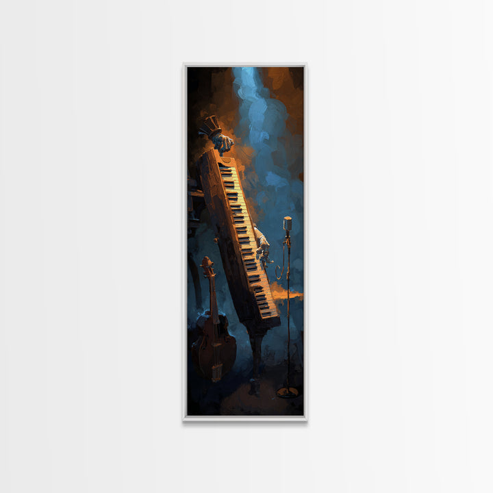 Piano Keys with Hands in Cinematic Shadow Canvas Print, Music Studio Art, Watercolor Print, Studio Decor, Fine Art, Rhythm, MSA-1x3-41