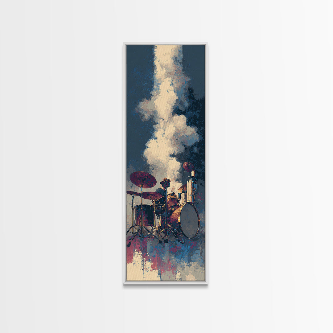 Drum Kit Silhouette Canvas Print, Music Studio Art, Music Gift, Studio Decor, Fine Art, Rhythm, Room Decor, Textured Painting, MSA-1x3-42
