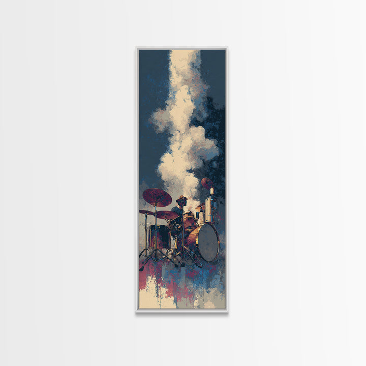 Drum Kit Silhouette Canvas Print, Music Studio Art, Music Gift, Studio Decor, Fine Art, Rhythm, Room Decor, Textured Painting, MSA-1x3-42