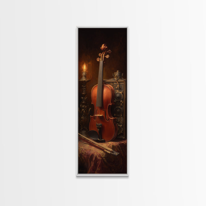 Violin and Bow Framed Canvas Print, Music Studio Art, Home Decor, Studio Decor, Rhythm, Music Wall Art, Wall Art Printable, MSA-1x3-52