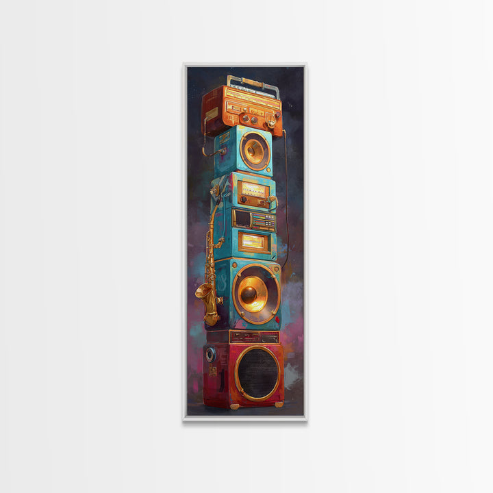 Hip Hop Boombox Framed Canvas Print, Music Studio Art, Modern Decor, Studio Decor, Fine Art, Rhythm, Home Decor, Wall Decor, MSA-1x3-53