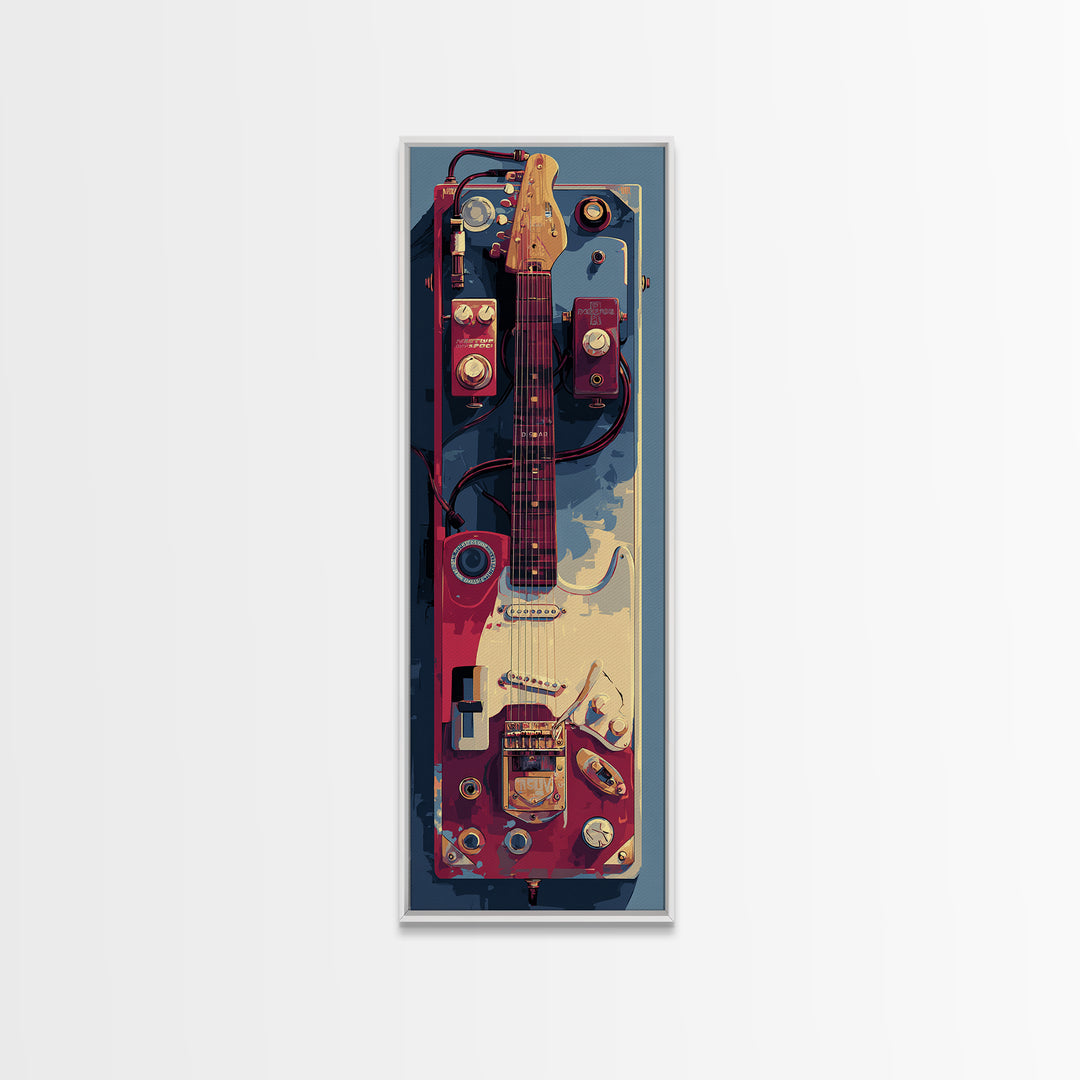Electric Guitar Pedals and Cables Graphic Art Canvas Print, Music Studio Art, Fine Art Print, Studio Decor, Abstract Art, MSA-1x3-57