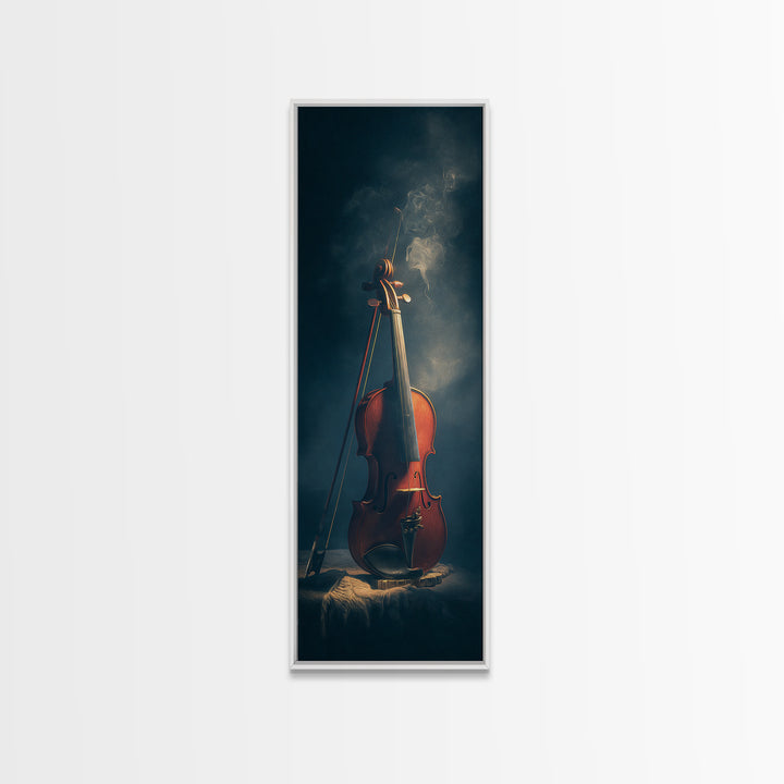 Violin and Bow Framed Canvas Print, Music Studio Art, Trendy Wall Art, Studio Decor, Oil Painting, Rhythm, Paul Mccartney, MSA-1x3-76