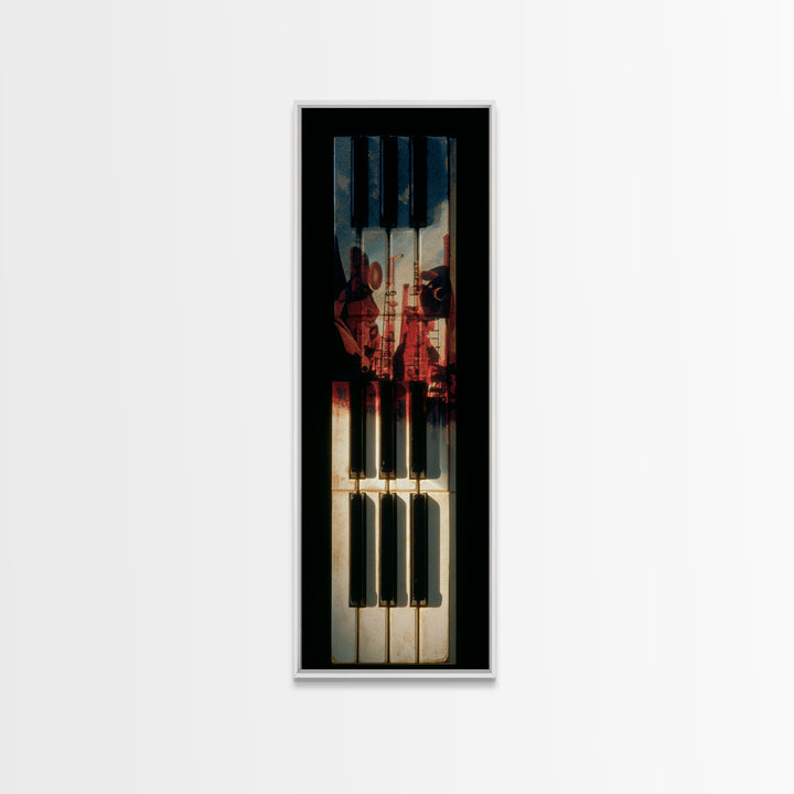 Piano Keys with Hands in Cinematic Shadow Canvas Print, Music Studio Art, Music Art, Studio Decor, Rhythm, Modern Decor, MSA-1x3-89