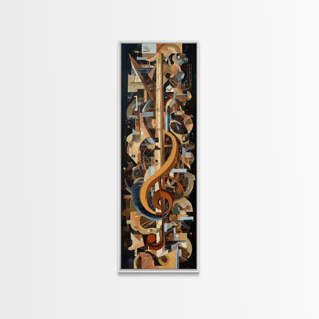 Musical Notes as Abstract Floating Shapes Without Framed Canvas Print, Music Studio Art, Music Posters, Studio Decor, Rhythm, MSA-1x3-96