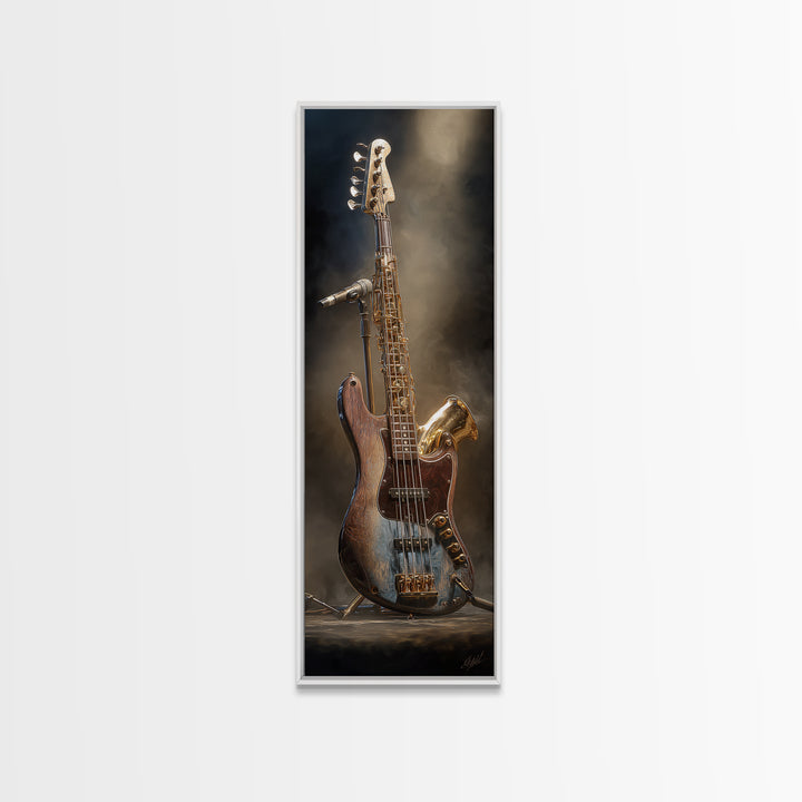 Bass Guitar Closeup Canvas Print, Music Studio Art, Music Lover Gift, Studio Decor, Oil Painting, Rhythm, Textured Painting, MSA-1x3-97