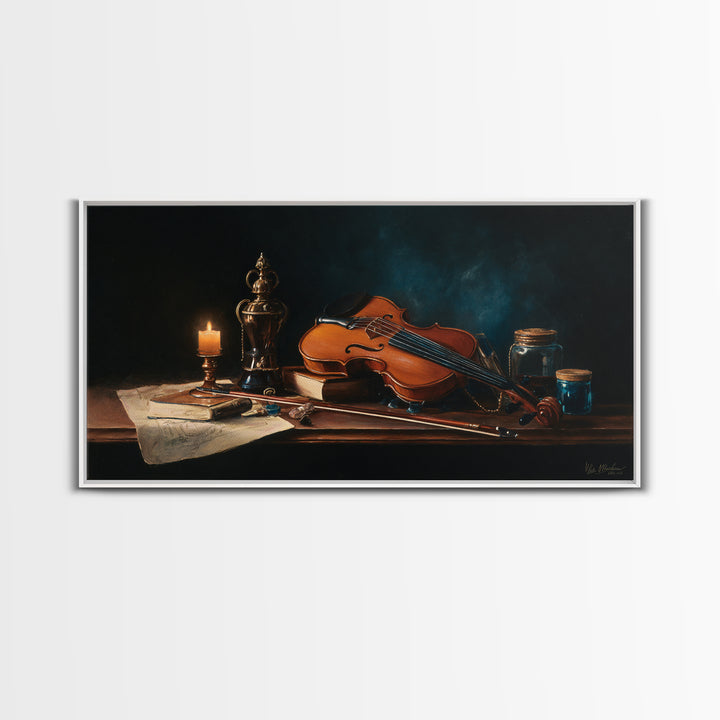 Violin and Bow Canvas Print, Music Studio Art, Wall Art, Studio Decor, Watercolor Art, Rhythm, Trendy Wall Art, Music Wall Art, MSA-2x1-36
