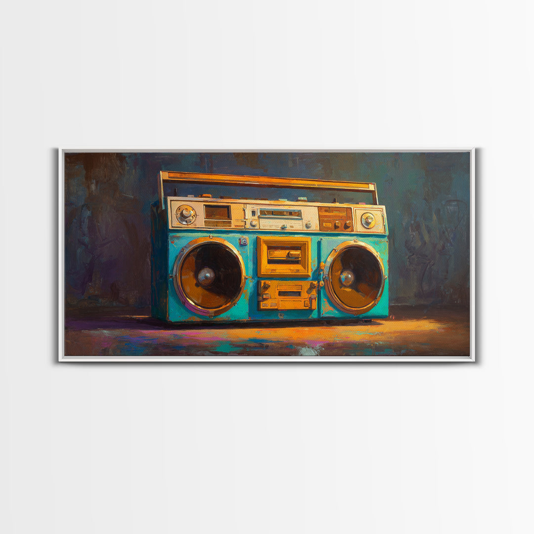 Hip Hop Boombox Framed Canvas Print, Music Studio Art, Minimalist Decor, Studio Decor, Fine Art, Rhythm, Scripture Wall Art, MSA-2x1-37