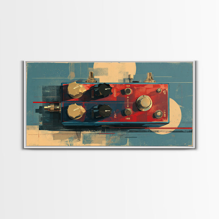 Electric Guitar Pedals and Cables Graphic Art Canvas Print, Music Studio Art, Contemporary Art, Studio Decor, Fine Art, Rhythm, MSA-2x1-41