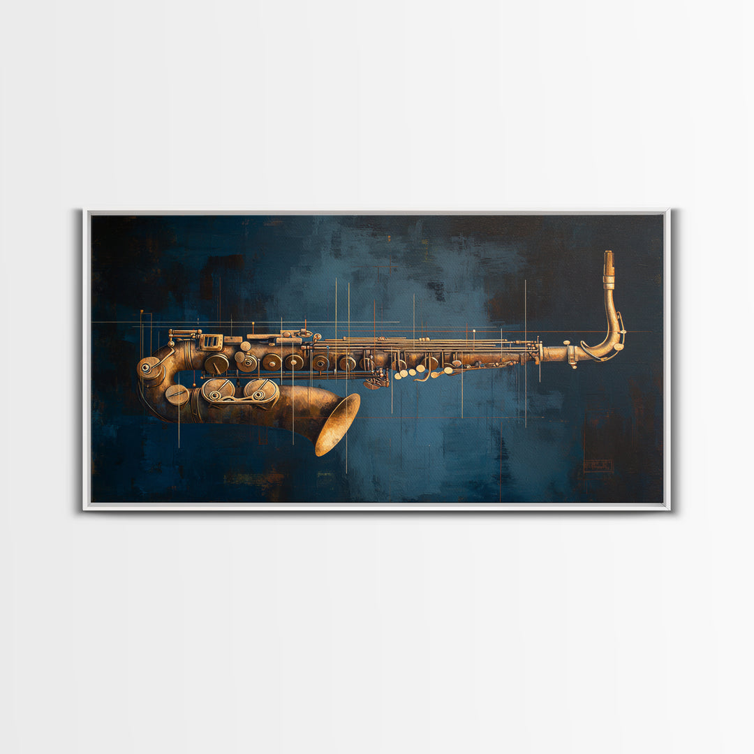 Abstract Rhythm Lines Like Painted Music Framed Canvas Print, Music Studio Art, Metal Wall Art, Studio Decor, Fine Art, Rhythm, MSA-2x1-43