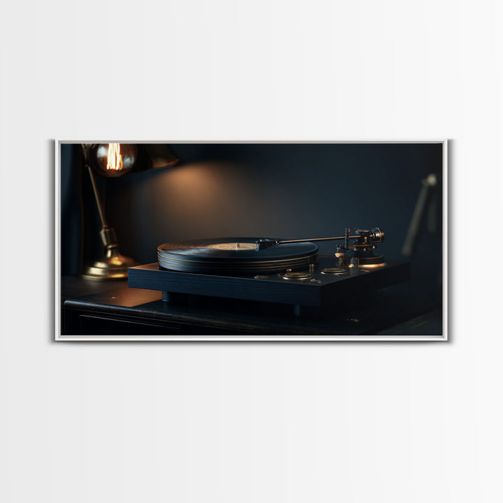 Vinyl Record and Turntable Still Life Canvas Print, Music Studio Art, Music Poster, Studio Decor, Oil Painting, Rhythm, MSA-2x1-47