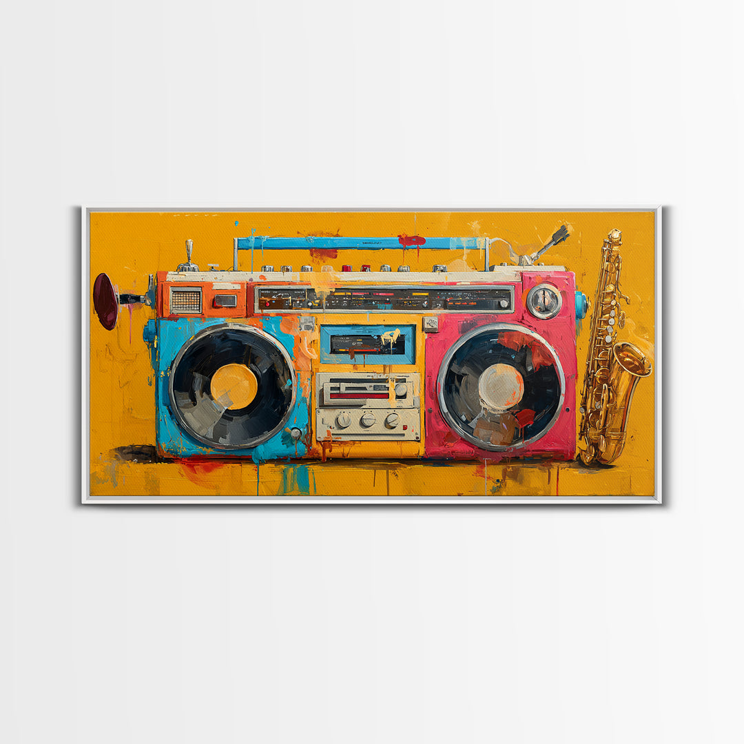 Hip Hop Boombox Canvas Print, Music Studio Art, Printable Wall Art, Studio Decor, Fine Art, Rhythm, Painting from Photo, MSA-2x1-61