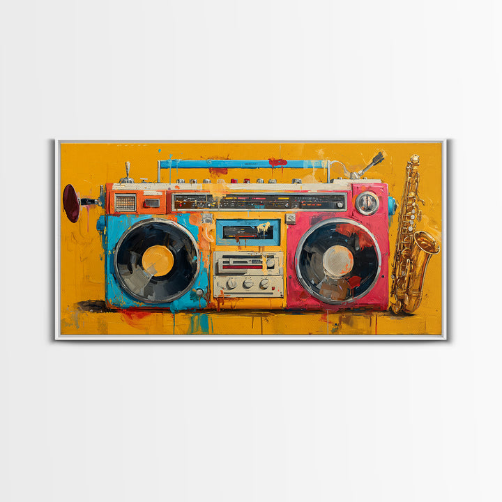 Hip Hop Boombox Canvas Print, Music Studio Art, Printable Wall Art, Studio Decor, Fine Art, Rhythm, Painting from Photo, MSA-2x1-61