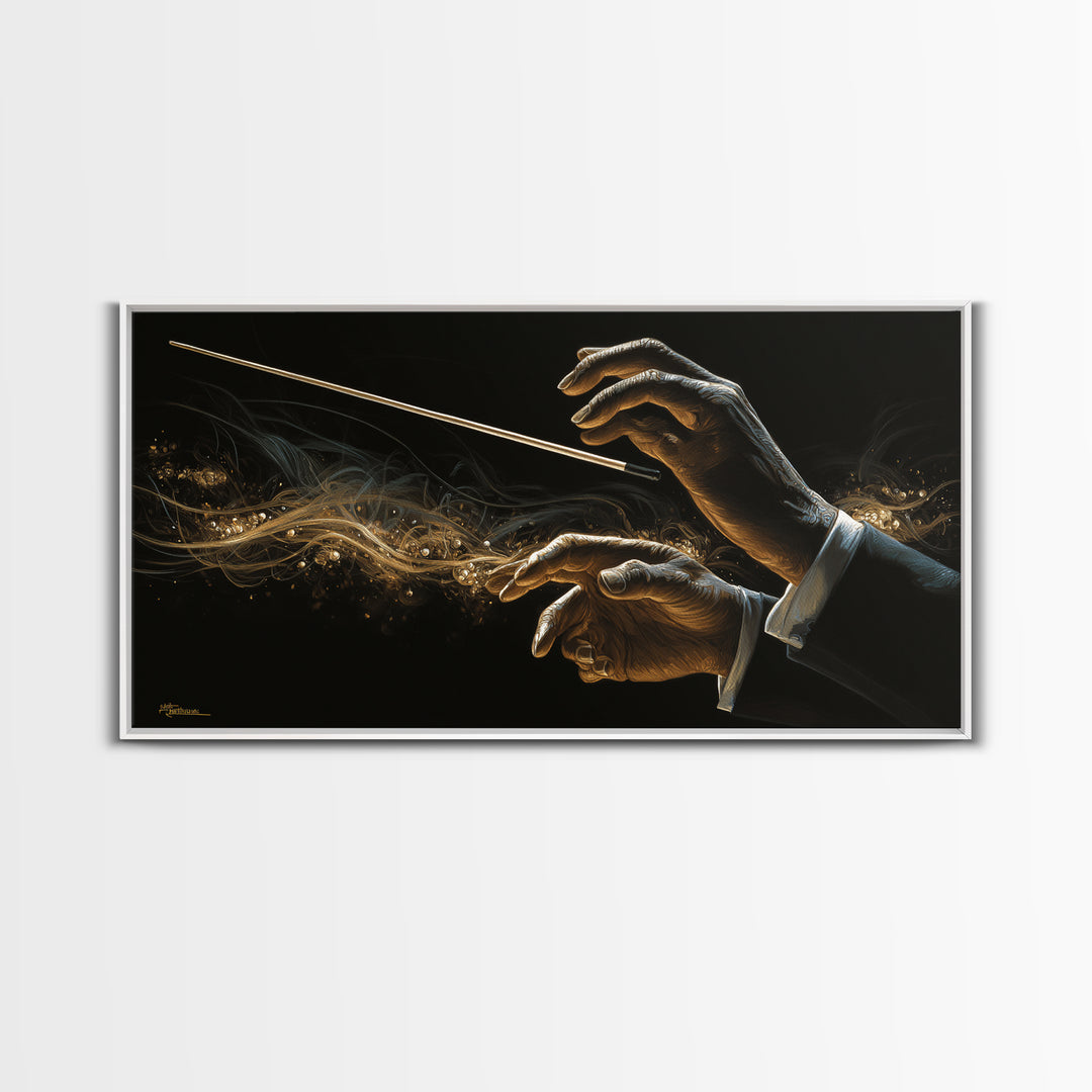 Orchestra Conductor Hands Canvas Print, Music Studio Art, Digital Wall Art, Studio Decor, Fine Art, Rhythm, Commission Painting, MSA-2x1-64