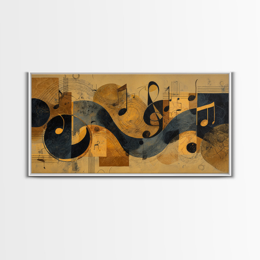Musical Notes as Abstract Floating Shapes Without Canvas Print, Music Studio Art, Luxury Decor, Studio Decor, Rhythm, MSA-2x1-8