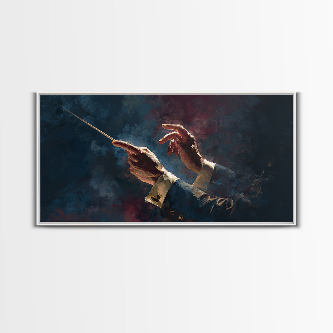 Orchestra Conductor Hands Framed Canvas Print, Music Studio Art, Trendy Wall Art, Studio Decor, Rhythm, Paul Mccartney, MSA-2x1-88