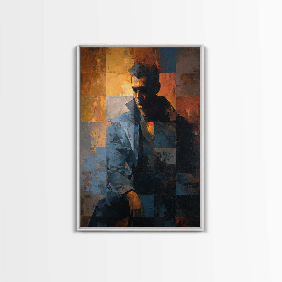 Album Cover Abstract Grid Framed Canvas Print, Music Studio Art, Boho Decor, Studio Decor, Fine Art, Rhythm, Printable Wall Art, MSA-2x3-2