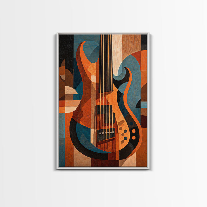 Bass Guitar Closeup Framed Canvas Print, Music Studio Art, Contemporary Art, Studio Decor, Oil Painting, Rhythm, Music Poster, MSA-2x3-21