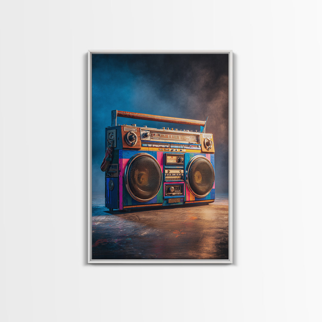 Hip Hop Boombox Framed Canvas Print, Music Studio Art, Wall Art, Studio Decor, Rhythm, Trendy Wall Art, Music Wall Art, MSA-2x3-25