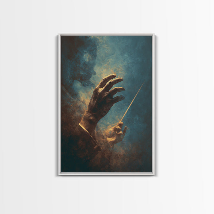 Orchestra Conductor Hands Framed Canvas Print, Music Studio Art, Music Wall Art, Studio Decor, Rhythm, Teen Room Decor, MSA-2x3-28