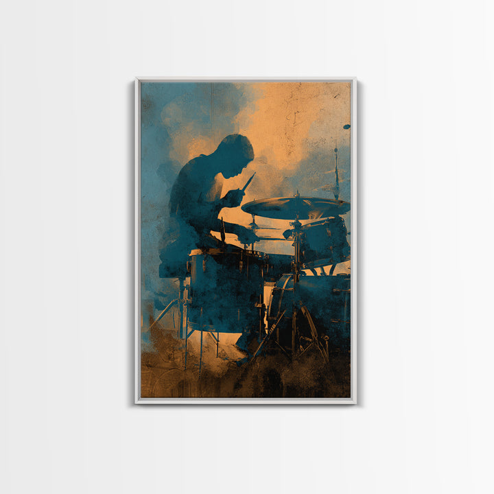 Drum Kit Silhouette Framed Canvas Print, Music Studio Art, Wall Art, Studio Decor, Fine Art, Rhythm, Trendy Wall Art, MSA-2x3-38