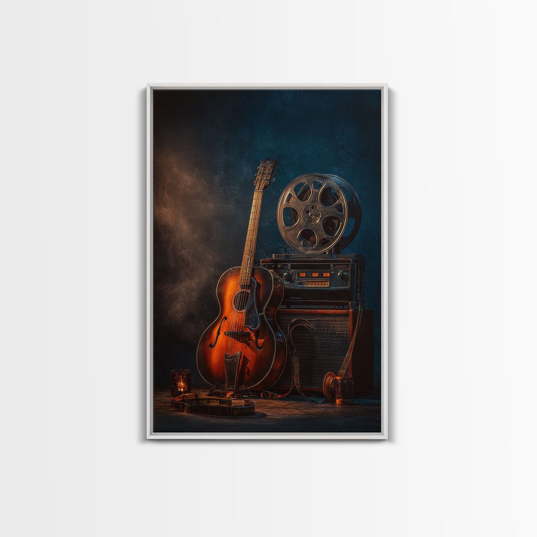 Recording Tape Reel Framed Canvas Print, Music Studio Art, Textured Painting, Studio Decor, Fine Art, Rhythm, Custom Painting, MSA-2x3-46