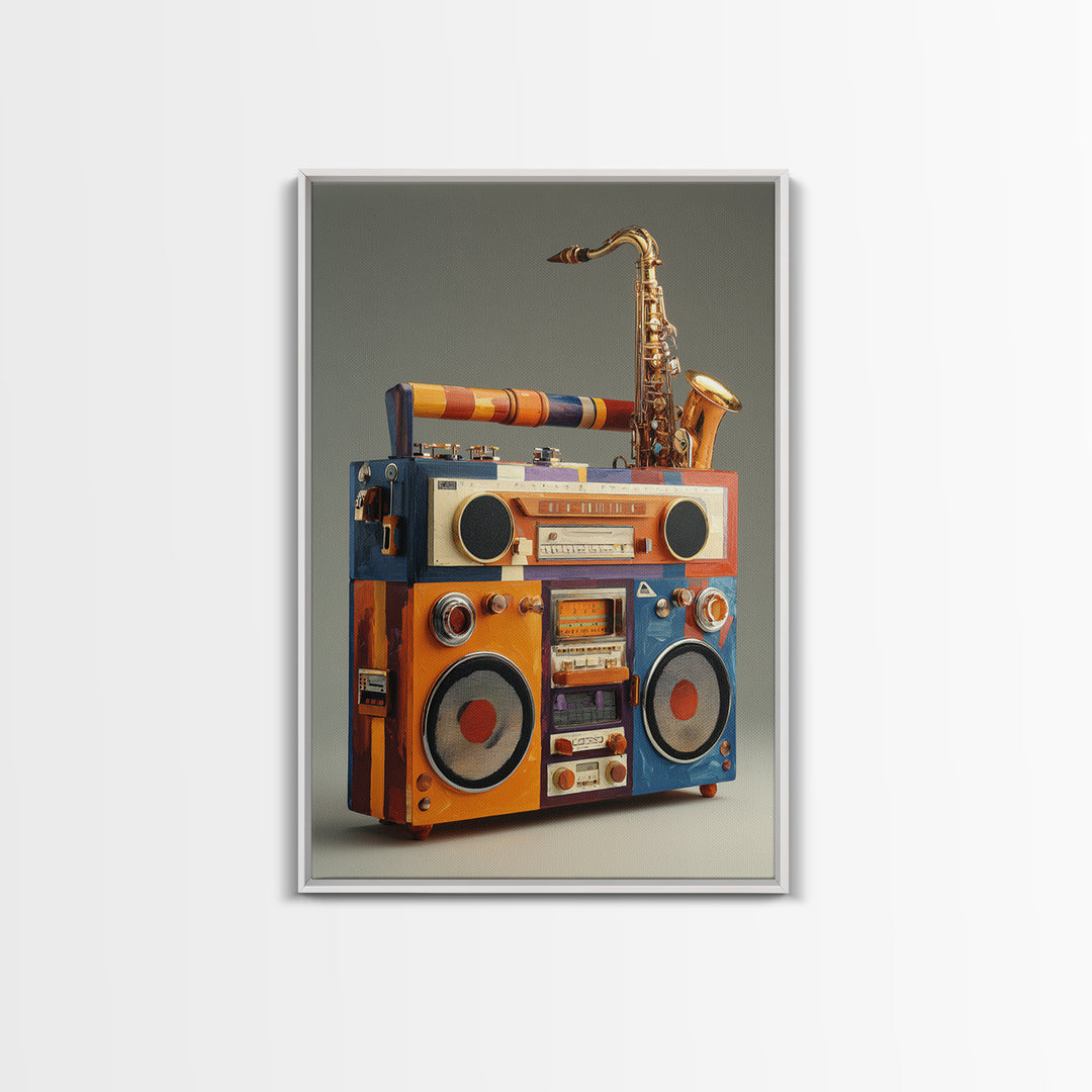 Hip Hop Boombox Canvas Print, Music Studio Art, Art Commission, Studio Decor, Rhythm, Watercolor Print, Commission Painting, MSA-2x3-49