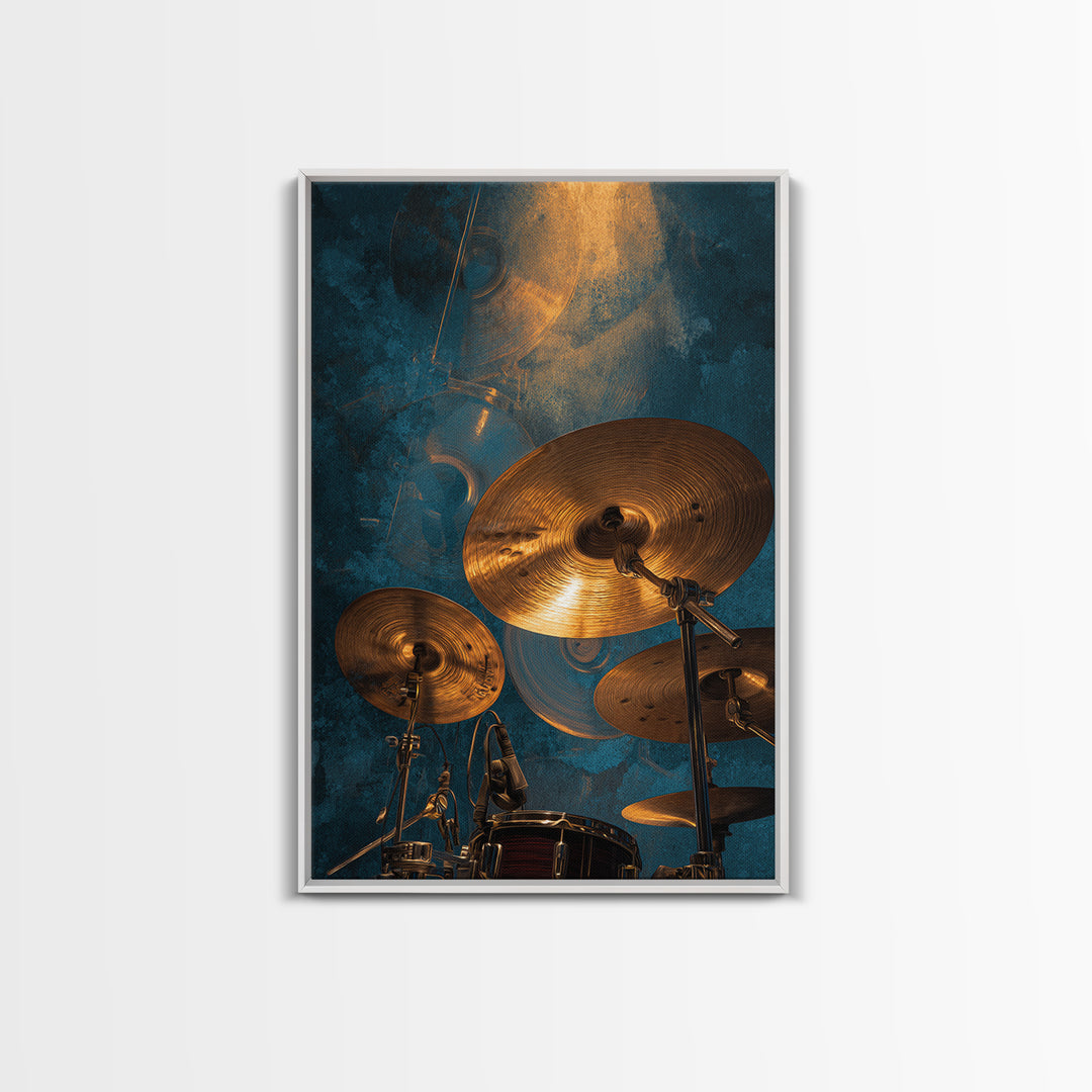 Gold Cymbal Closeup Framed Canvas Print, Music Studio Art, Neutral Decor, Studio Decor, Abstract Art, Rhythm, Wall Art, MSA-2x3-56
