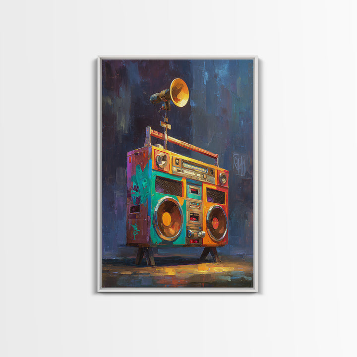 Hip Hop Boombox Framed Canvas Print, Music Studio Art, Music Poster, Studio Decor, Fine Art, Rhythm, Personalized Art, MSA-2x3-97