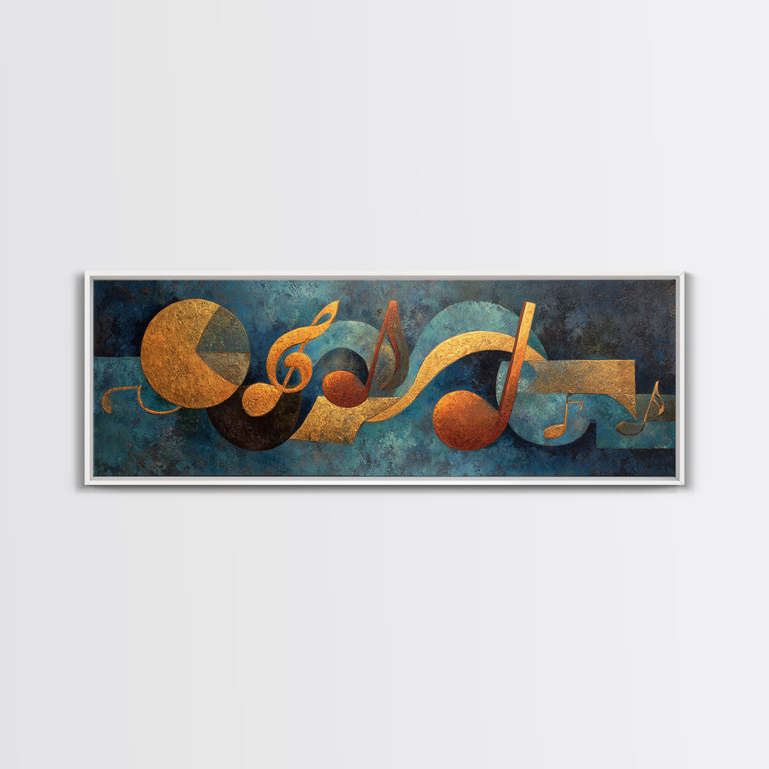 Musical Notes as Abstract Floating Shapes Without Canvas Print, Music Studio Art, Music Lover Gift, Studio Decor, Rhythm, MSA-3x1-28