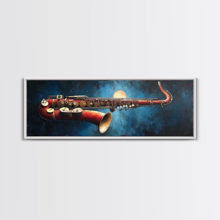 Jazz Saxophone with Smoky Blue Background Canvas Print, Music Studio Art, Wall Art Printable, Studio Decor, Fine Art, Rhythm, MSA-3x1-42