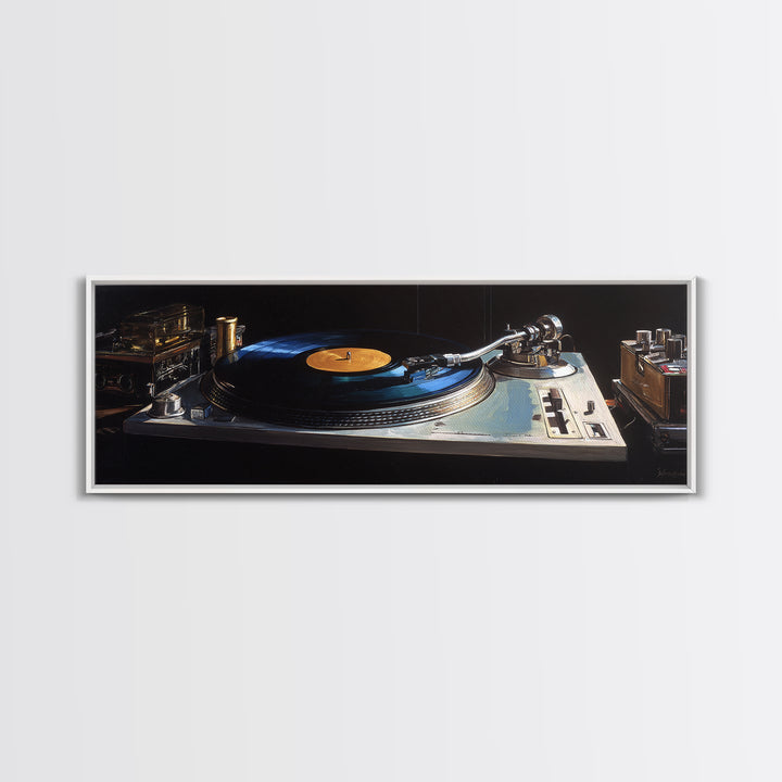 Vinyl Record and Turntable Still Life Canvas Print, Music Studio Art, Wall Decor, Studio Decor, Rhythm, Wall Art Printable, MSA-3x1-43
