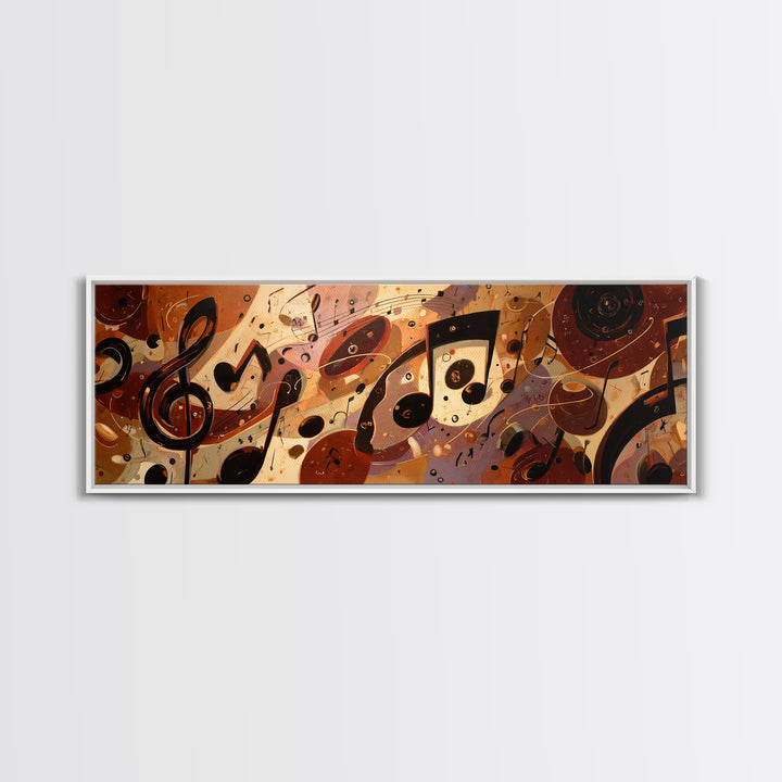 Musical Notes as Abstract Floating Shapes Without Framed Canvas Print, Music Studio Art, Room Decor, Studio Decor, Rhythm, MSA-3x1-52