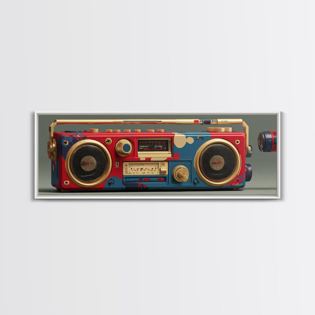 Hip Hop Boombox Framed Canvas Print, Music Studio Art, Man Cave Decor, Studio Decor, Fine Art, Rhythm, Fine Art Print, MSA-3x1-57