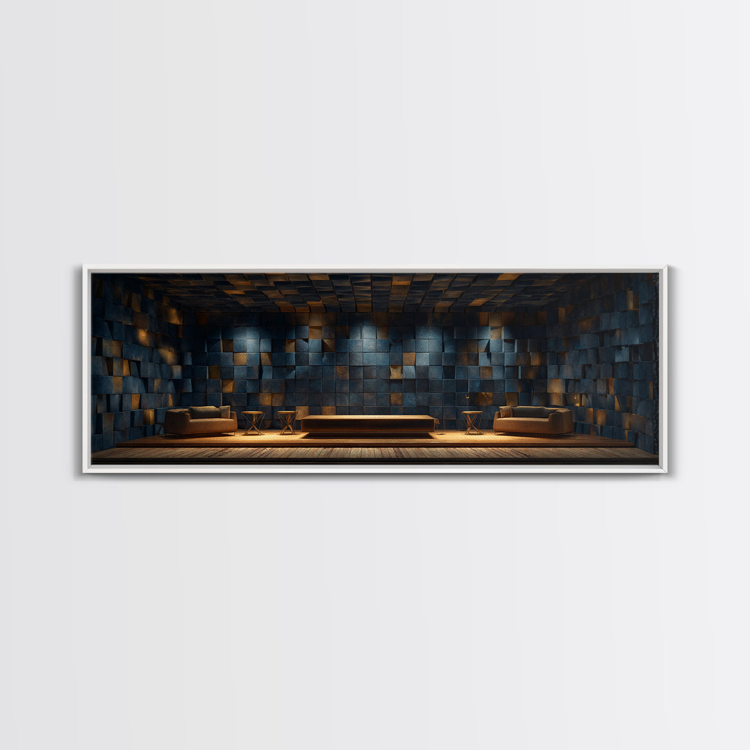 Soundproof Foam Pattern Transformed into Art Framed Canvas Print, Music Studio Art, Wall Art, Studio Decor, Fine Art, Rhythm, MSA-3x1-59