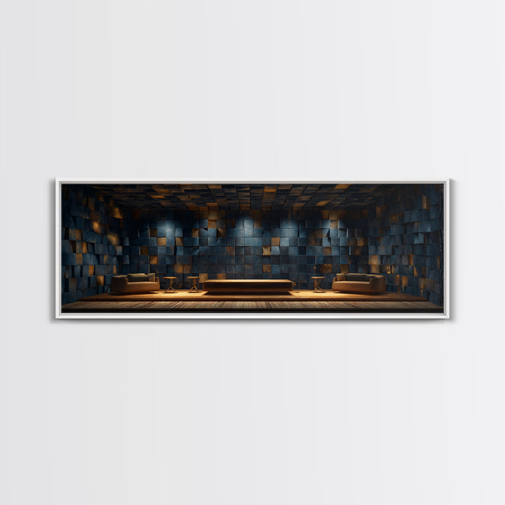 Soundproof Foam Pattern Transformed into Art Framed Canvas Print, Music Studio Art, Wall Art, Studio Decor, Fine Art, Rhythm, MSA-3x1-59